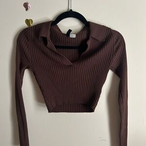 BROWN CROPPED LONG SLEEVE